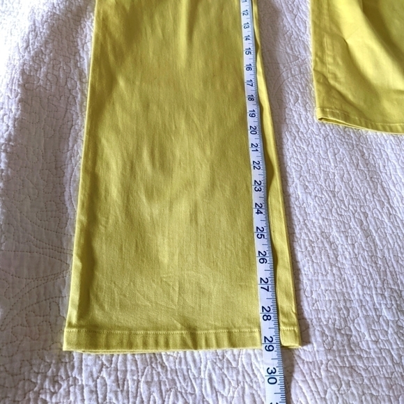 𝅺AVERARDO Bessi High Rise Yellow Pants 8 Luxury Preppy Tennis Prep Straight Leg - Picture 13 of 14